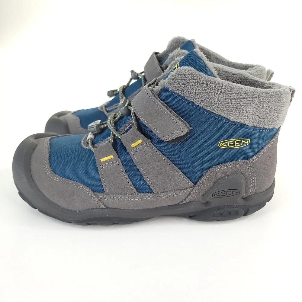KEEN Targhee Mid Hiking Boots Youth 4‎ Blue Gray Waterproof Outdoor Play Walking